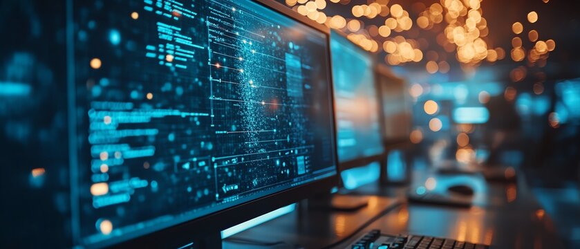 Modern business environment with global marketing automation software, showcasing CRM functionality, automated workflows, and advanced digital technology systems