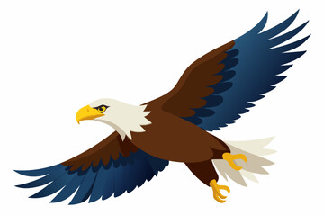 Bald eagle flying draw and paint