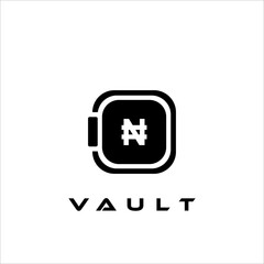 Combination of safe logo design and currency symbol
