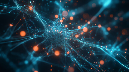 テクノロジープロセスとネットワーク能力をイメージしたデジタル背景をリアルに描いたAI生成画像