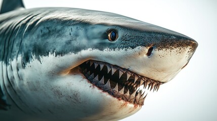 Naklejka premium Side view of shark head close up