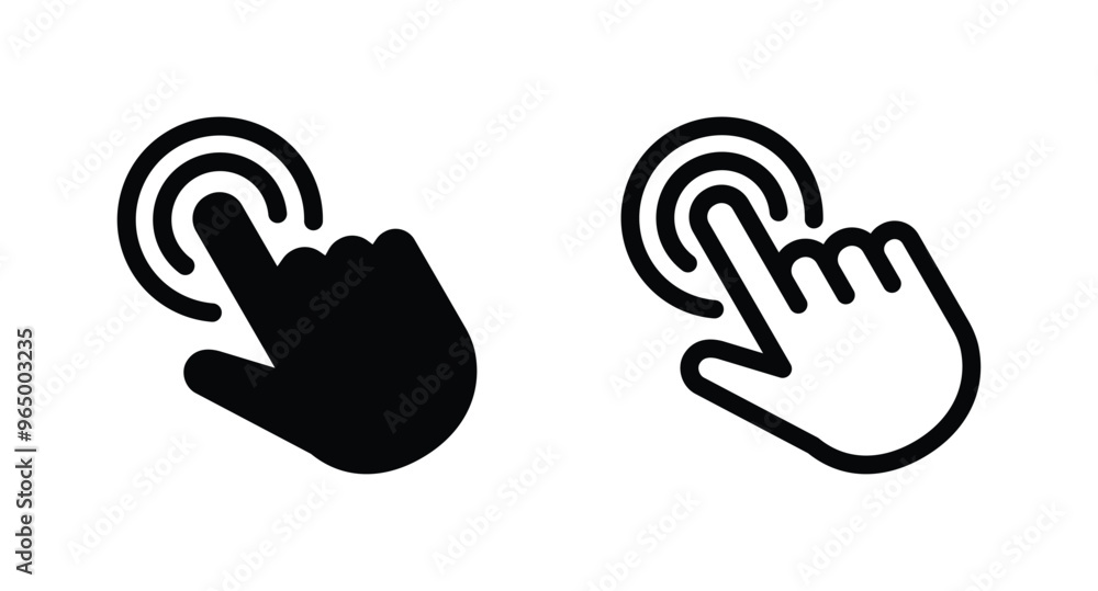 Poster hand click icon vector. pointing hand clicks icon vector