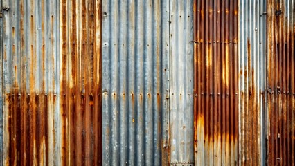 Rustic galvanized sheet wall aged and weathered, perfect for industrial backgrounds in design projects