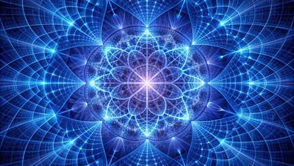 Fototapeta premium Radiant indigo fractal grid waves with mesmerizing patterns