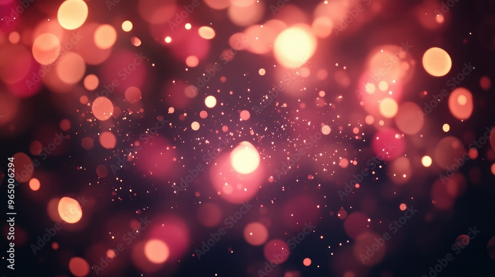 Poster defocused particles creating a sparkling bokeh effect