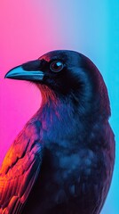 crow isolated on colorful background