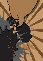 Cartoon brown and black background, comic book backdrop. Retro vector comics pop art design.