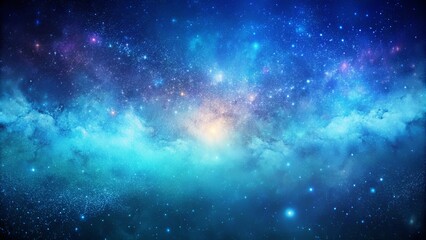 Grainy galactic horizon background with indigo to cyan gradient graphic art with noise texture effect