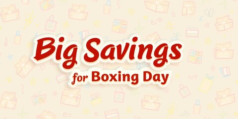 Big Savings for Boxing Day Sale Announcement Banner with Festive Typography