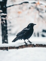 crow isolated on winter background