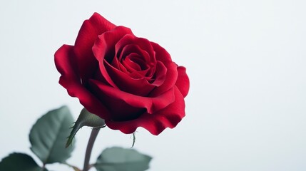 Vibrant Red Rose in Full Bloom on White Background - Ultra HD Minimalistic Floral Photo with Nikon Z 6II Camera