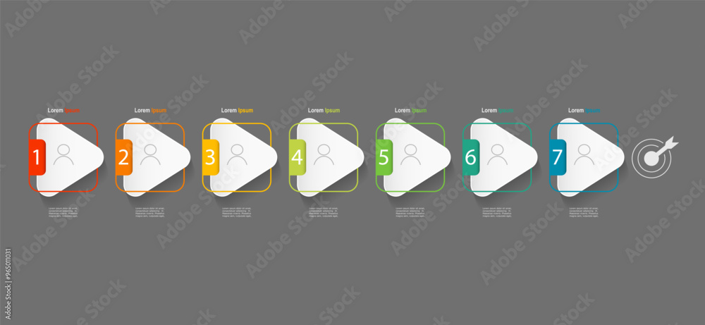 Canvas Prints infographic elements template, business concept with 7 steps, white triangle shapes design for workf