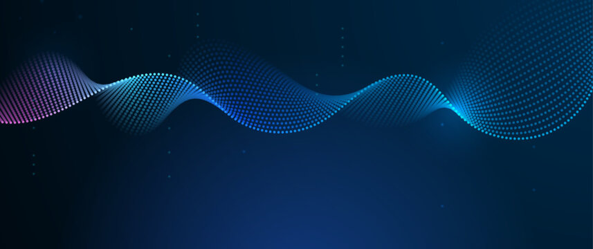 Vector abstract cyberspace and blue line pattern movement, graphic design over dark blue space background. Illustration futuristic connection, hi tech, energy digital technology concept for background