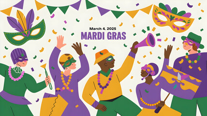 Fototapeta premium International Mardi Grass Day, March 4. first day of Lent. day before Ash Wednesday.