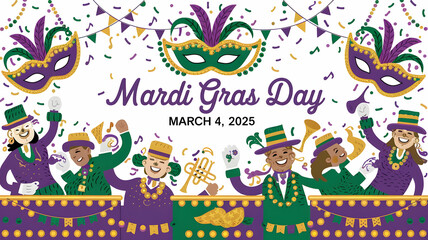 Fototapeta premium International Mardi Grass Day, March 4. first day of Lent. day before Ash Wednesday.