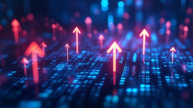 Abstract arrows growth glowing arrows isolated on digital