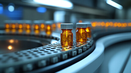 pharmaceutical vials filled with liquid, highlighting precision and meticulous organization in a clinical setting, symbolizing healthcare and scientific accuracy