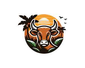 Cow logo vector. Animal farm. Cow icon vector illustration.