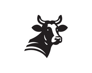 Cow logo vector. Animal farm. Cow icon vector illustration. Cow graphic silhouette black and white.