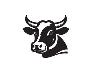 Cow logo vector. Animal farm. Cow icon vector illustration. Cow graphic silhouette black and white.