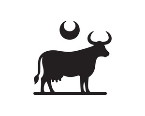 Cow logo vector. Animal farm. Cow icon vector illustration. Cow graphic silhouette black and white.