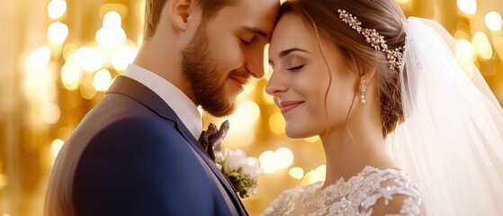 A joyful moment between a bride and groom embracing in a romantic setting, filled with love and celebration.