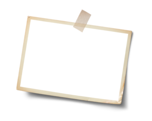 壁にテープで貼られた古い写真の画像合成用フレーム