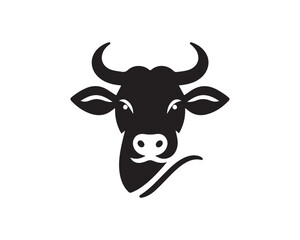 Cow logo vector. Animal farm. Cow icon vector illustration. Cow graphic silhouette black and white.