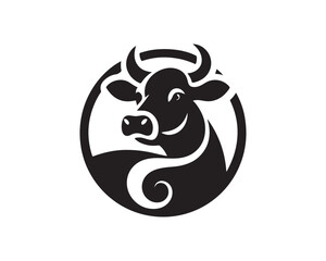 Fototapeta premium Cow logo vector. Animal farm. Cow icon vector illustration. Cow graphic silhouette black and white.