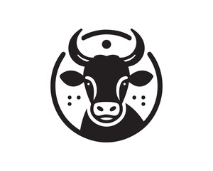 Cow logo vector. Animal farm. Cow icon vector illustration. Cow graphic silhouette black and white.