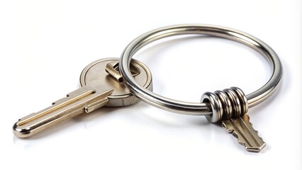Key holder elastic ring in iron isolated on a white background viewed from a bird s eye perspective, white background, elastic ring, iron, key holder