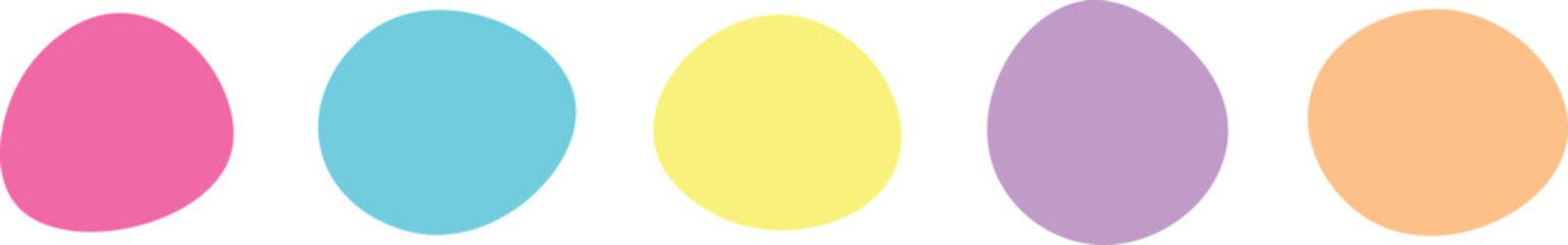 Abstract colorful bubble shapes. Blob shape set. pink, blue, yellow, purple, orange. Vector Illustration