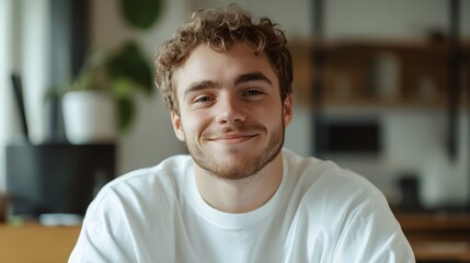 Obraz premium Smiling Personal Trainer on Zoom Call