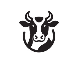 Cow logo vector. Animal farm. Cow icon vector illustration. Cow graphic silhouette black and white.