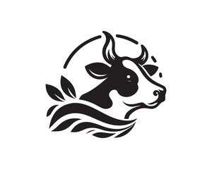Cow logo vector. Animal farm. Cow icon vector illustration. Cow graphic silhouette black and white.