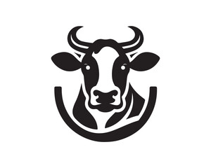 Cow logo vector. Animal farm. Cow icon vector illustration. Cow graphic silhouette black and white.