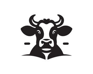 Cow logo vector. Animal farm. Cow icon vector illustration. Cow graphic silhouette black and white.