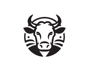 Cow logo vector. Animal farm. Cow icon vector illustration. Cow graphic silhouette black and white.