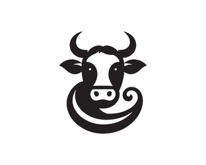 Cow logo vector. Animal farm. Cow icon vector illustration. Cow graphic silhouette black and white.