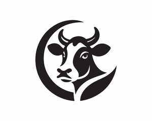 Cow logo vector. Animal farm. Cow icon vector illustration. Cow graphic silhouette black and white.