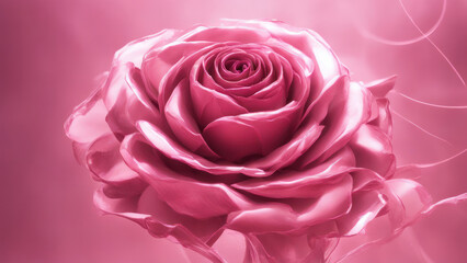 illustration of a pink rose flower, futuristic view of a pink rose flower, pink rose technology view