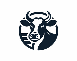 Fototapeta premium Cow logo vector. Animal farm. Cow icon vector illustration. Cow graphic silhouette black and white.
