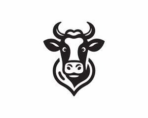 Cow logo vector. Animal farm. Cow icon vector illustration. Cow graphic silhouette black and white.