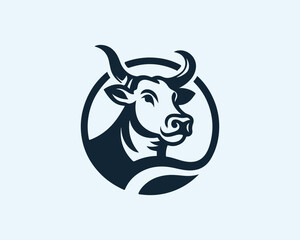 Cow logo vector. Animal farm. Cow icon vector illustration. Cow graphic silhouette black and white.