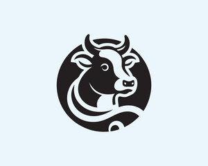Cow logo vector. Animal farm. Cow icon vector illustration. Cow graphic silhouette black and white.