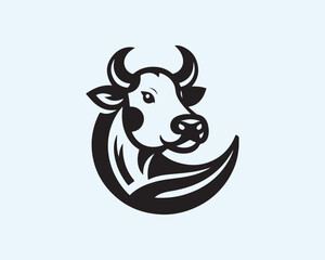Cow logo vector. Animal farm. Cow icon vector illustration. Cow graphic silhouette black and white.