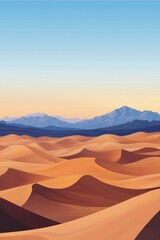 Naklejka premium Serene Desert Landscape with Majestic Mountains at Sunset or Sunrise