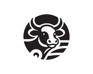 Cow logo vector. Animal farm. Cow icon vector illustration. Cow graphic silhouette black and white.