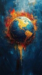 Fototapeta premium Abstract Expressionism Style world with dynamic brushstrokes and vivid contrasts.