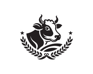 Cow logo vector. Animal farm. Cow icon vector illustration. Cow graphic silhouette black and white.